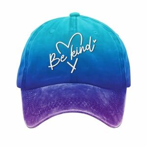 Be Kind Ombre Baseball Cap - Teal Blue to Purple New